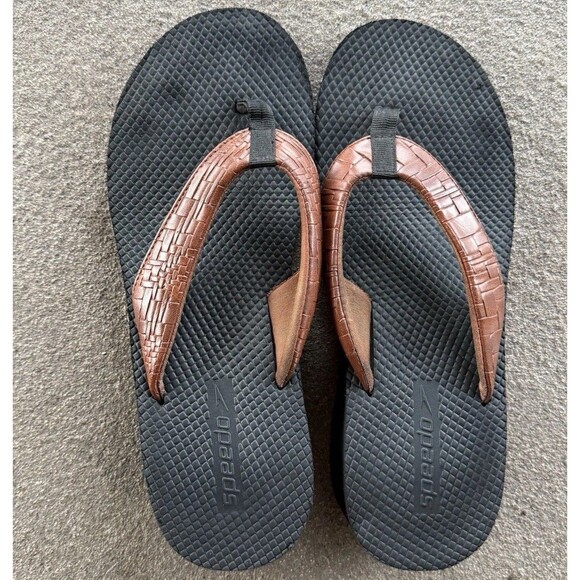Speedo Flip Flops Women’s Size 9 Wedge Sandals Brown Beach Boho Comfort - Picture 2 of 4